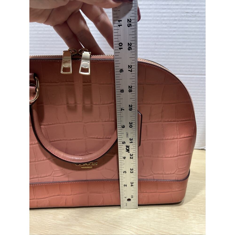 Coach Pink Croc-Embossed Leather Dome Satchel F32120 - Picture 13 of 16